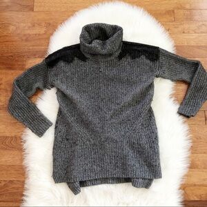 LOFT Gray and Black Turtleneck Sweater